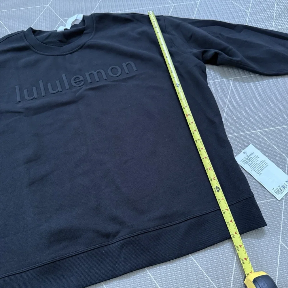 NEW Lululemon‎ Perfectly Oversized Crew Size 14 Black Graphic SPELLOUT LW3HJHS